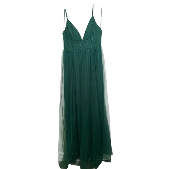 Maniju Green Maxi Dress Color EMERALD Style MF21427 Size L - Picture 1 of 9